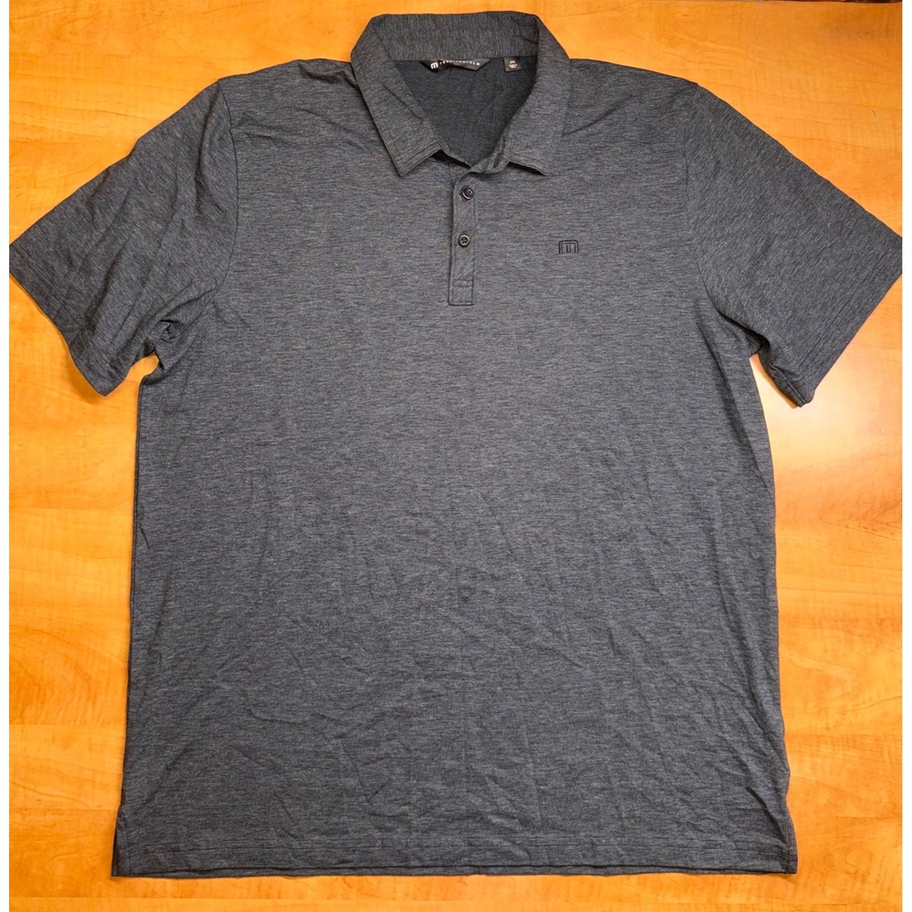 TravisMathew Mens XXL Charcoal Gray‎ Heather Short Sleeve Golf Polo Shirt